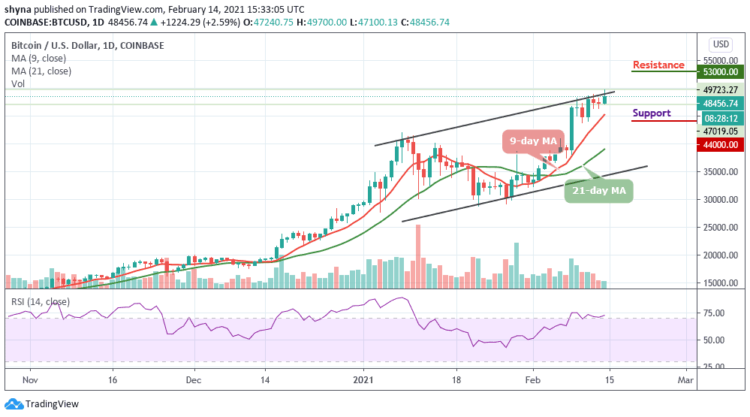 Bitcoin Price Prediction: BTC/USD Takes a Bullish Leap and Hits a Fresh 2021 High at $49,700