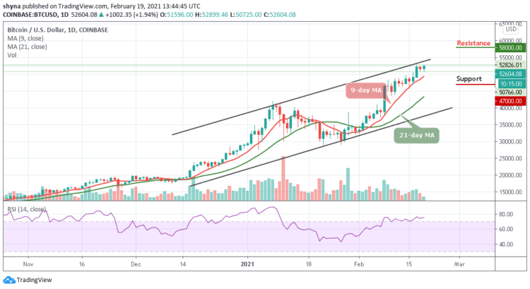 BTC/USD Sets New High as Price Stays Above $52,000