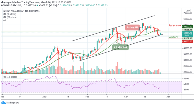 BTC/USD Recovers from the Dip, Stays Above $53,000