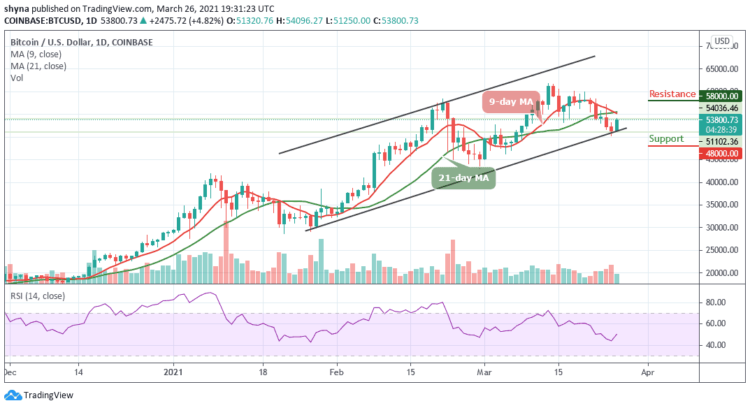 BTC/USD Embarks on a Recovery as Price Hovers Above $54,000