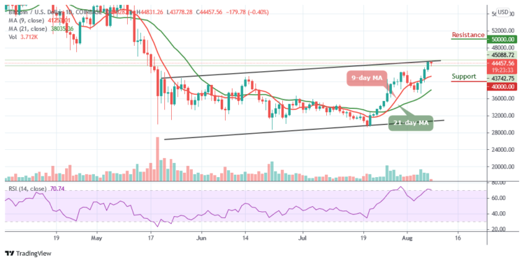 Bitcoin Price Prediction: BTC/USD Stays Above $44,000
