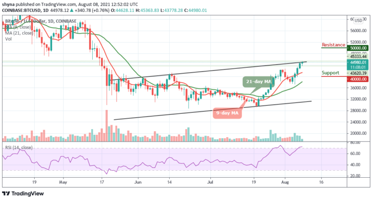 Bitcoin Price Prediction: BTC/USD Gains Above $45,000
