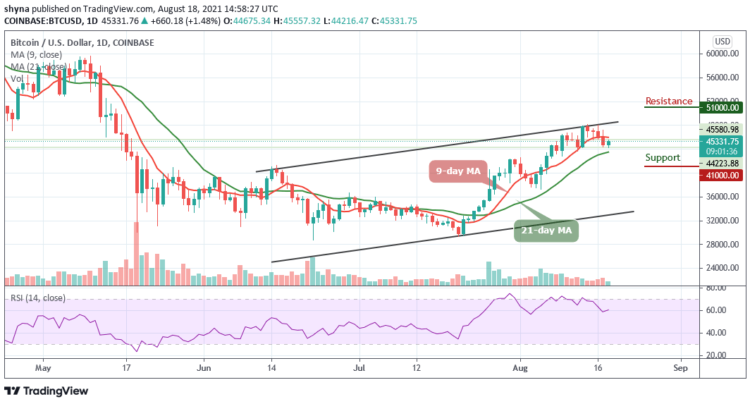 BTC/USD Trades Around $45,331 Level