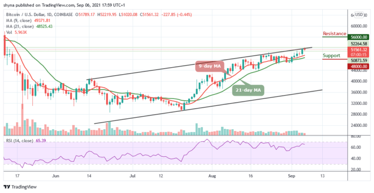 BTC/USD Price Hovers at $51,561 Level