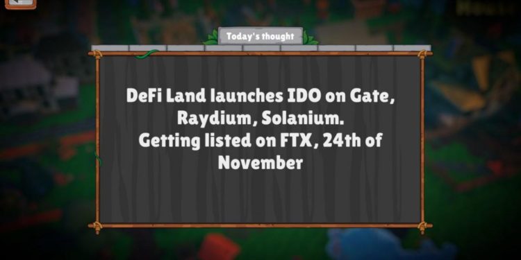 Play-to-Earn Game DeFi Land Successfully Closes IDO, Prepares for Listing on FTX and Raydium
