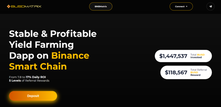 BNBMatrix Releases Yield Farming Dapp on BUSD: BUSDMatrix