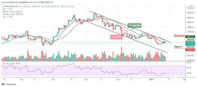 BTC/USD Price Touches $43,416 Level