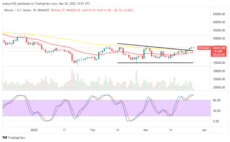 Bitcoin (BTC/USD) Market Closely Averages $45,000 Resistance