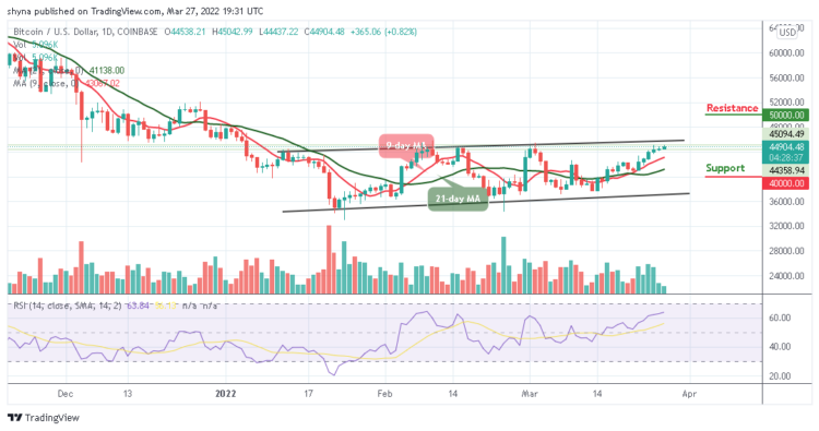 BTC/USD Climbs Above $45,000 Resistance
