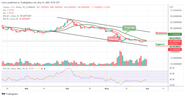 SOL May Consolidates Below $45 Level –