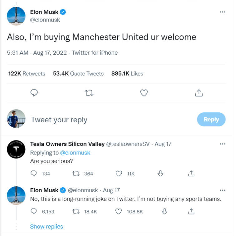 Elon Musk’s Joke Makes Fake Manchester United Token Soar 3,000%