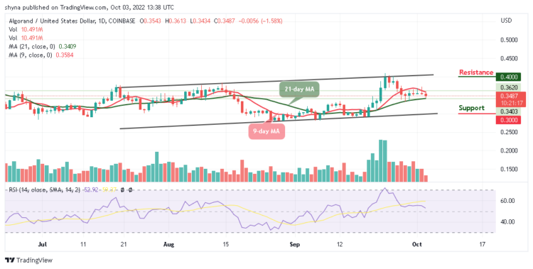 ALGO/USD Faces Down After Touching $0.36 High