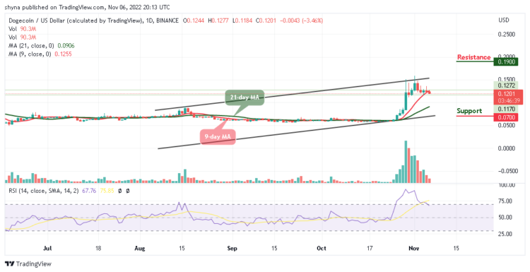 Dogecoin Price Prediction for Today, November 6: DOGE/USD Slides Below $0.120