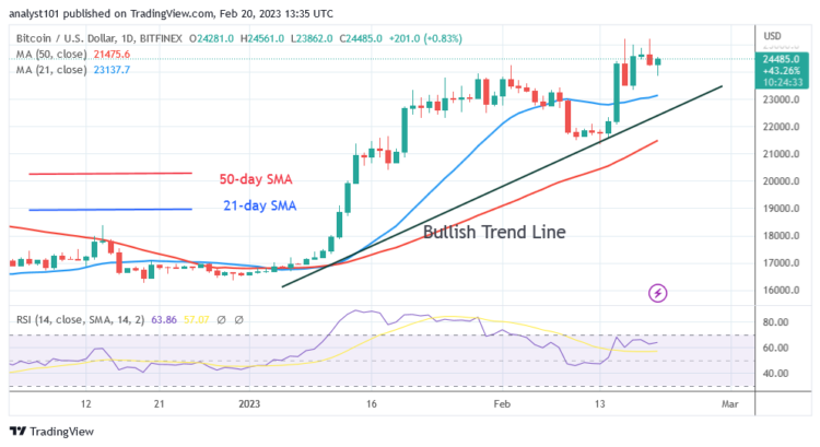 BTC Price Holds Steady as It Challenges the $25K Mark