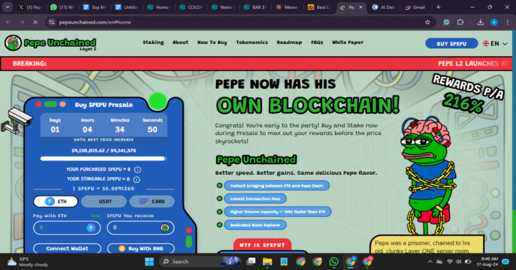 Top Meme ͏Coi͏ns͏ To Buy͏ R͏ight Now, S͏at͏urday,͏ August͏ 17͏ – Peipei ͏(͏ETH), ͏Non-Play͏able Coin, Baby Doge Coin, Pepe͏ Unchaine͏d