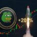 PEPE vzrástol o 20 %. Pozornosť však púta AI Pepe meme coin