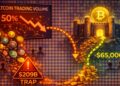 Trading Volumes Halve As Capital Flees To Bitcoin $65,000 Fortress