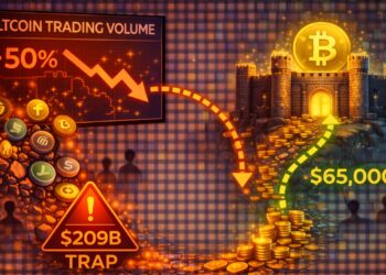 Trading Volumes Halve As Capital Flees To Bitcoin $65,000 Fortress