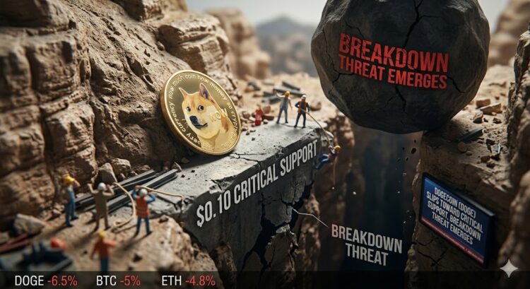 Dogecoin (DOGE) Slips Toward Critical Support, Breakdown Threat Emerges